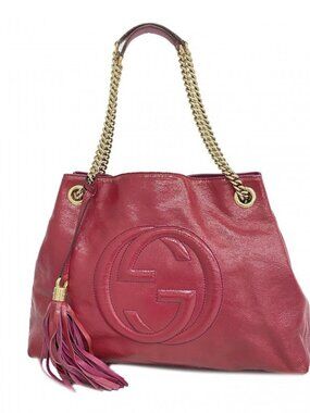 Gucci Tote Soho Enamel Pink Champagne Gold